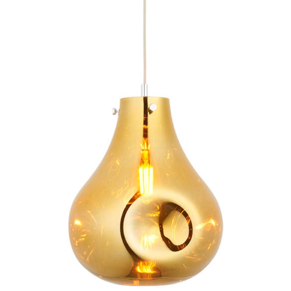 Pary Gold Metallic Glass Large Pendant with Chrome Trim at Sparks